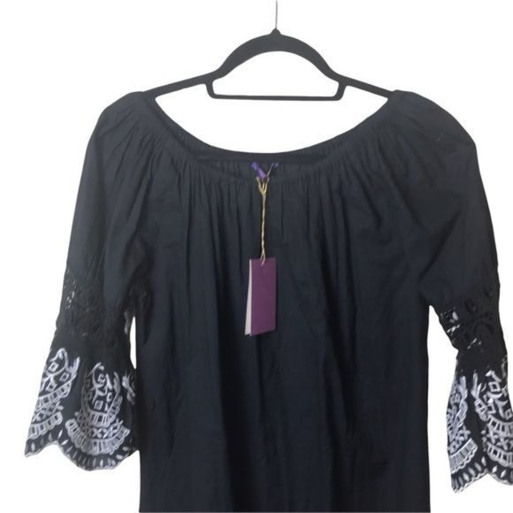 Amita Naithani Black and White Embroidered Tunic Mini Dress One Size (S-L) NWT - Picture 2 of 6